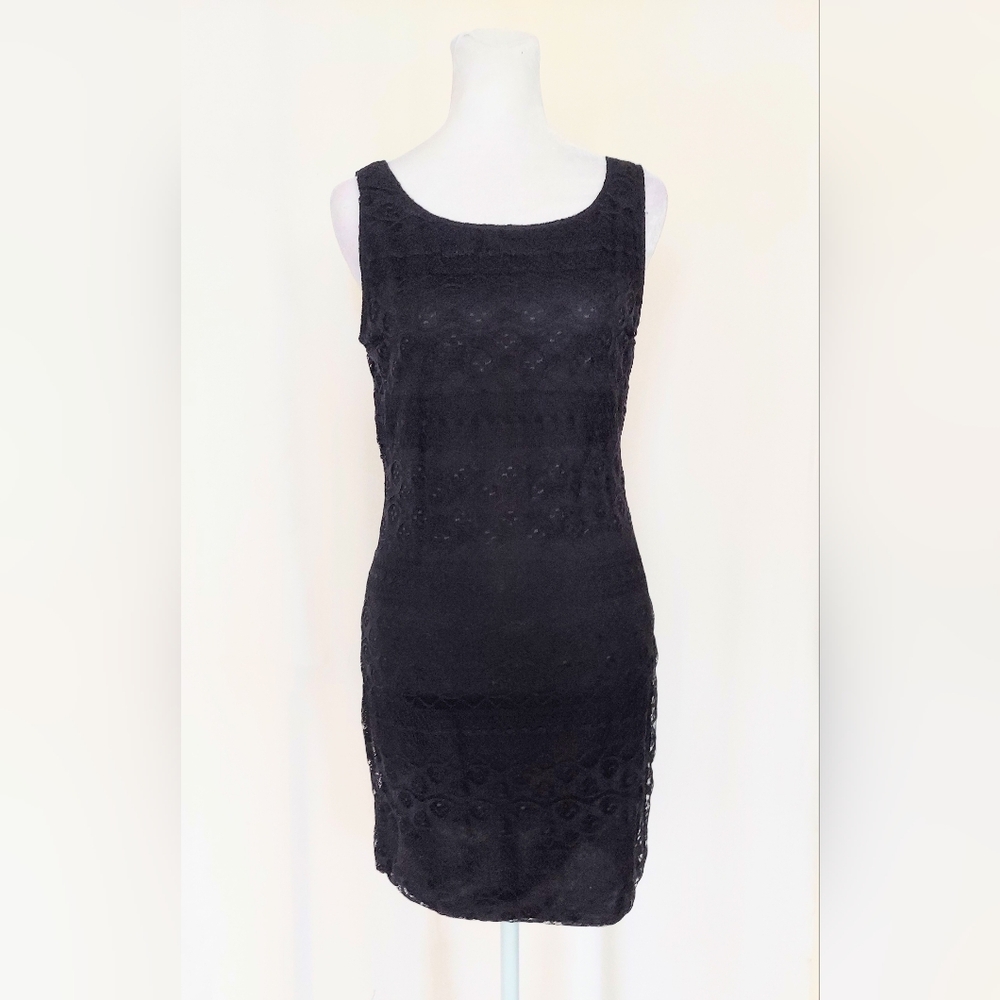 Lily Rose Sleeveless Black Lace Bodycon Cocktail Dress Size Small